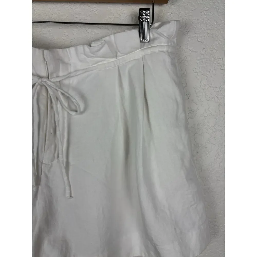Zara Linen Cotton Women’s Shorts Size‎ Large White Breathable Summer Minimalist